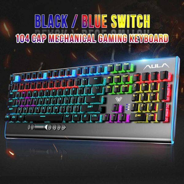 

104-key macro definition gaming lapdeskmultimedia rotary button mechanical keyboard keyboards