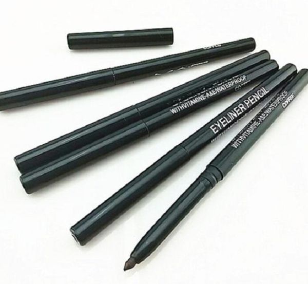 Alta Qualidade Nova Maquiagem Eyeliner Rotativo Retrátil Preto e Marrom Delineador Lápis Lápis Eyeliner Grátis