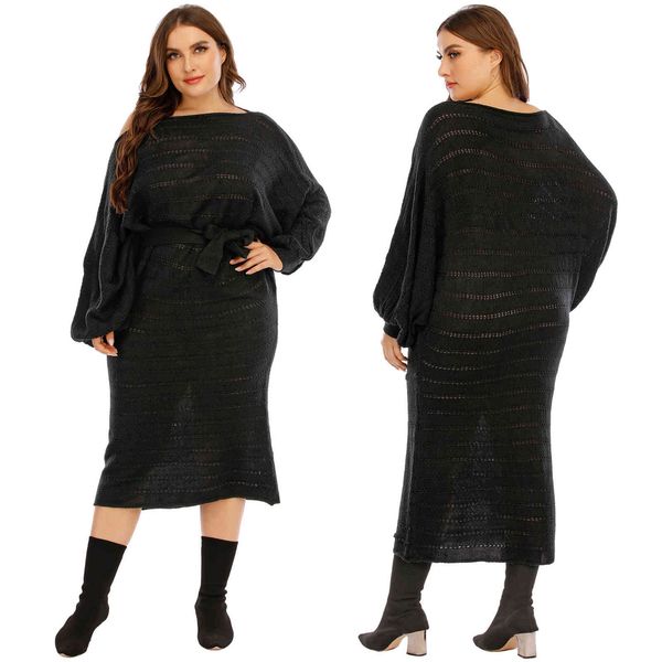 

women's plus size large cut-out woven wool bat lantern sleeve one line collar buttos medium length 1460