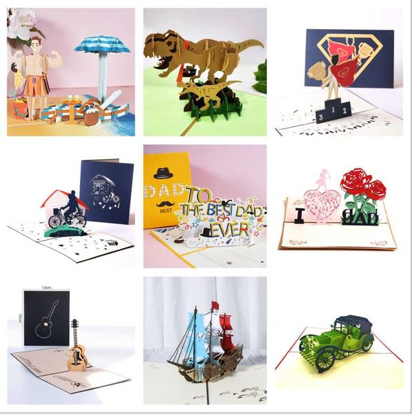

greeting cards 3d -up father's day card the dad gift for husband grandfather from daughter son wife