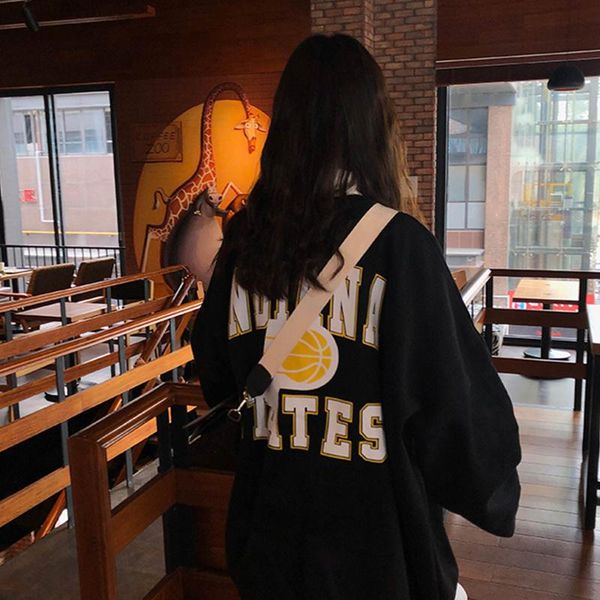 

women's hoodies & sweatshirts brushed hoody hooded spring and autumn loose korean style, Black