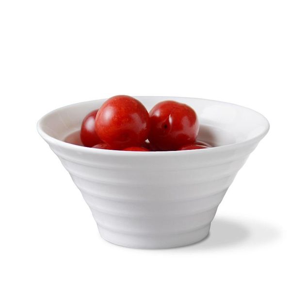 

bowls white ceramic bowl horn salad dessert of fruit snack ice cream