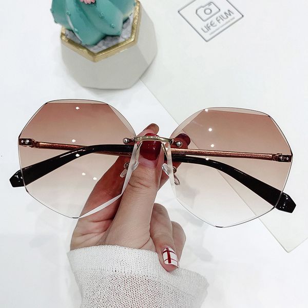 

sunglasses zxwlyxgx rimless women's design fashion lady sun glasses vintage alloy classic designer shades uv400 eyewear, White;black