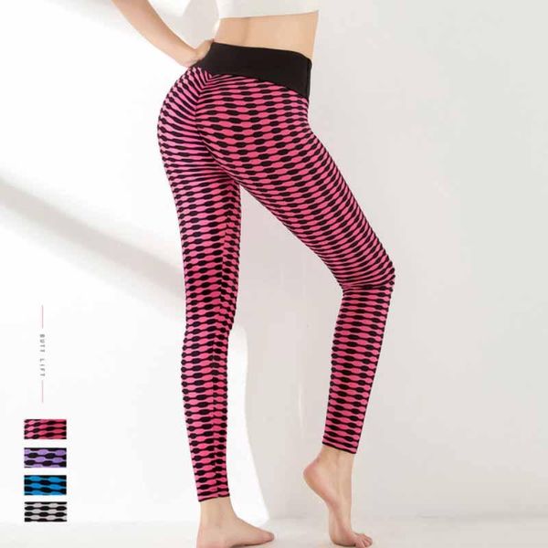 

horizontal stripe color contrast jacquard yoga tights exercise fitness running training breathable soft hip leggings outfit