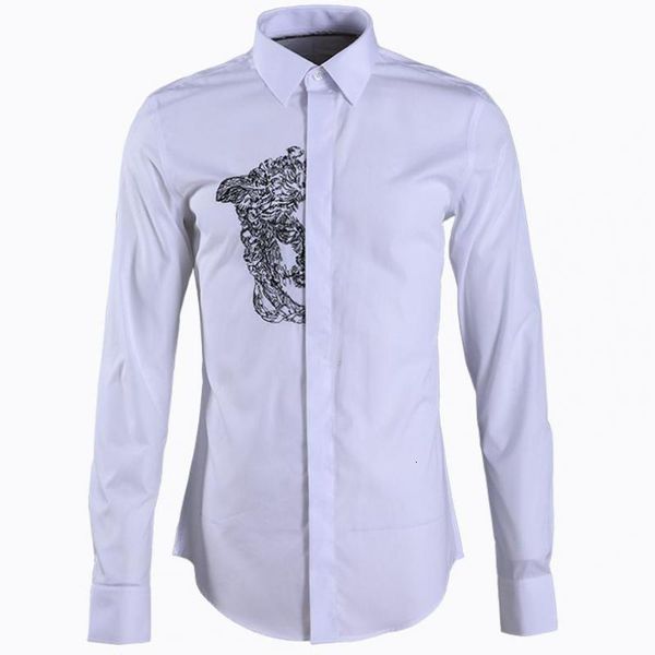 

tee shirt shirt solid color luxury sketch printing long sleeve mens plus size 4xl slim fit casual man shirts, White;black