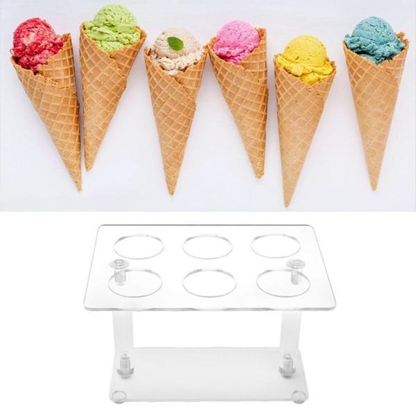 

hooks & rails 6 holes square acrylic ice cream cone dessert holder display stand party shelf for holiday