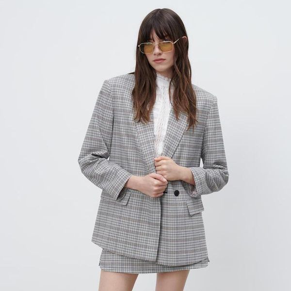

women's suits & blazers 2021 summer and autumn suit fashion all-match temperament loose double-breasted jacket women, White;black