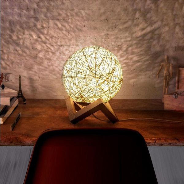 

novelty items simple retro rattan ball led night light usb button bedside lamp beautiful creative starry sky projection deco
