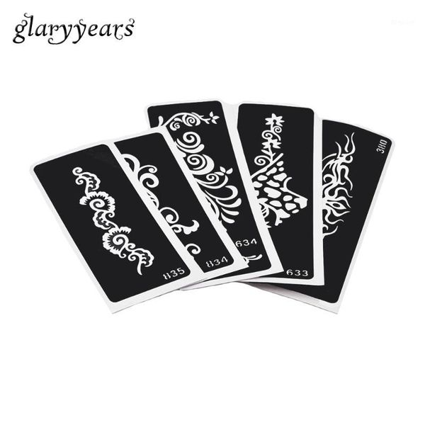 

airbrush tattoo supplies wholesale- 5 pieces small henna stencil leg body art paint tribal design paste drawing mehndi template numbe