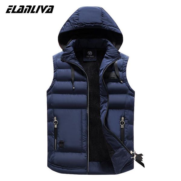 

spring autumn winter men's warm thick vest men sleeveless jacket male hooded waistcoat fleece jackets coat clothes vests, Black;white