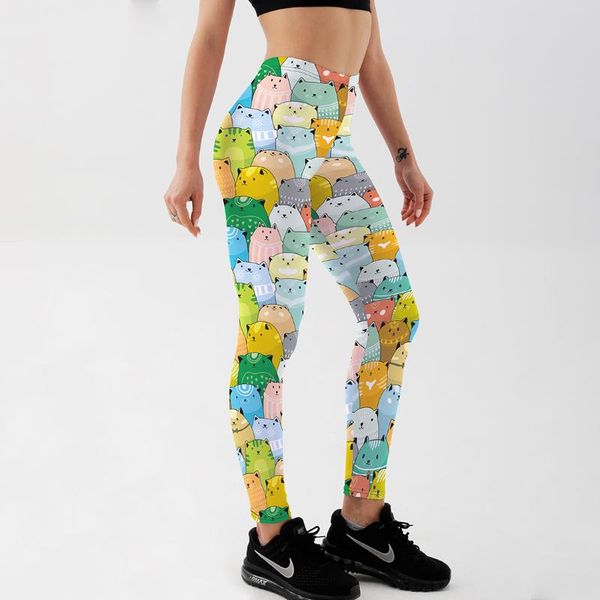

women's leggings cute animal cartoon printed for women push up workout running strength pants, Black