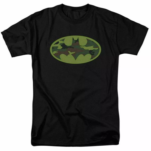 

Batman Camo Logo T Shirt Licensed Comic Book Tee Black, White;black