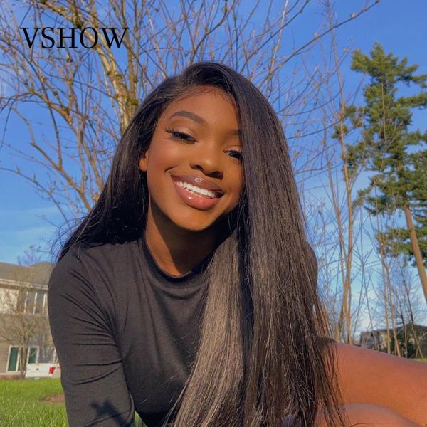 

lace wigs v show hair wig with 13x4 frontal closure, straight wig, malaysian human hair, long natural, Black;brown