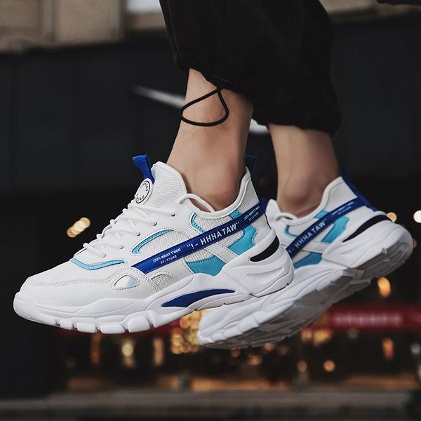 

women mens trainer sport size 44 running shoes gray black blue red white sunmmer thick-soled runners sneakers code: 02-0895, White;red