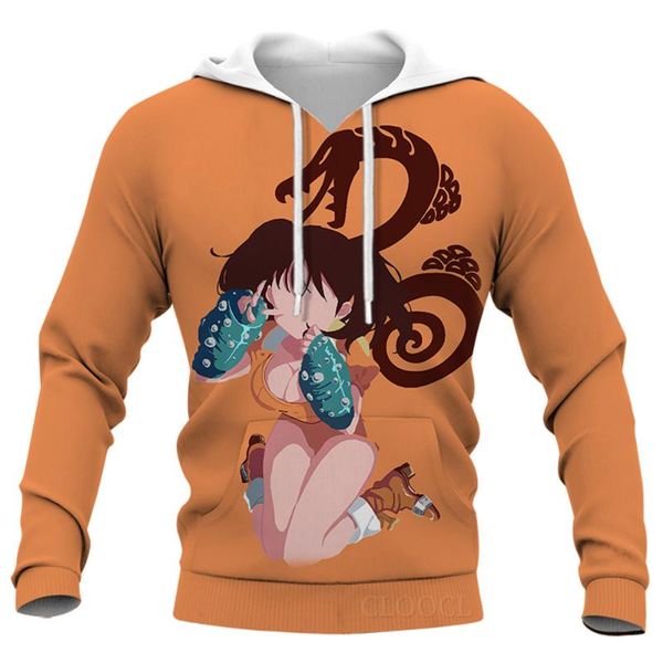 

men's hoodies & sweatshirts cloocl cartoon anime seven deadly sins 3d printed men clothing personality streetwear women harajuku, Black