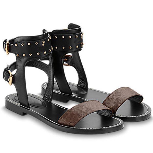 

classic womens summer slippers sandal striking gladiator leather outsole flat chain slipper slides canvas plain sandals shoes, Black