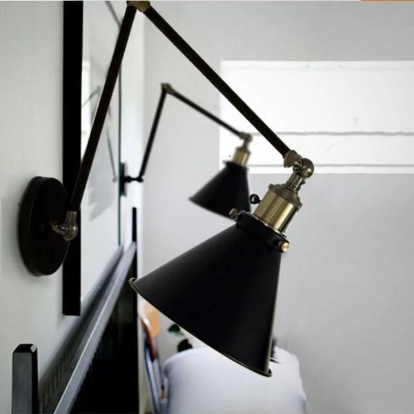 

wall lamps creative nostalgia decorative lamp flexible arm vintage black iron light for bedroom bedside restaurant cafe