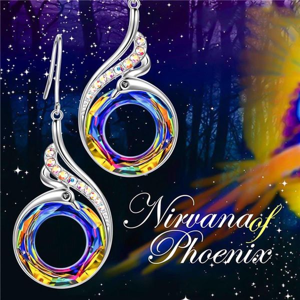 

dangle & chandelier 2021 earrings for women colorful crystal peacock gradient fashion ethnic style jewelry gifts, Silver