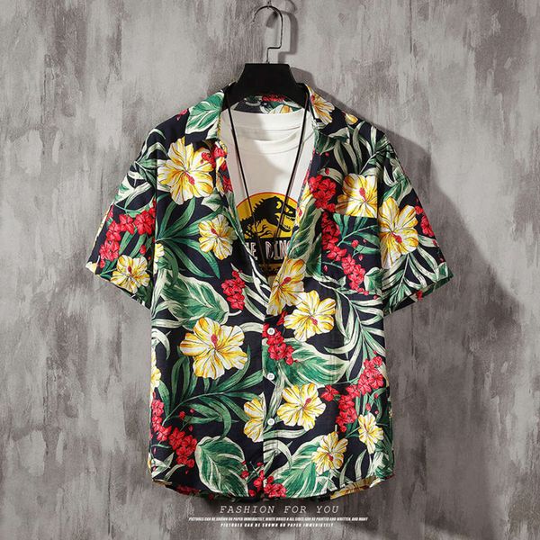 

men's casual shirts shirt fashion leisure beach style summer men's casual loose youth decor short sleeve 0a20 8myd, White;black