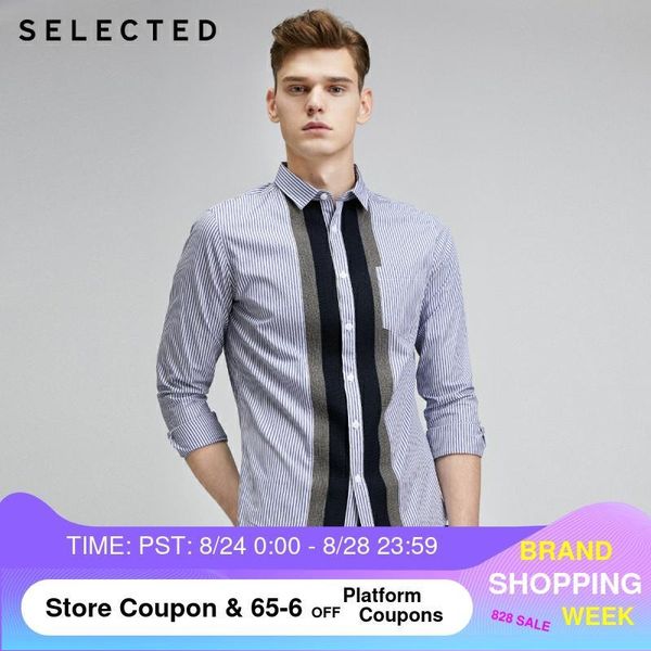 

100% cotton striped stitching men's business casual shirts s|419405536, White;black