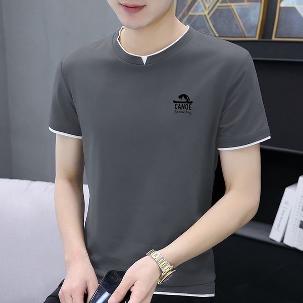 

4ko short sleeve t-wo korean casual men's t-shirts) half sleeve men's student t-shirt, White;black