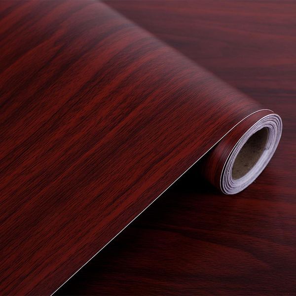 

wallpapers thicken red wood grain stickers self-adhesive wallpaper waterproof deskdoor wardrobe wooden old furniture renovation