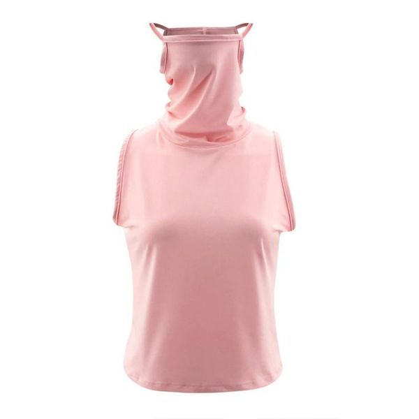 

summer women's solid color o neck knitted t-shirt mask sleeveless features dust casual lady, White