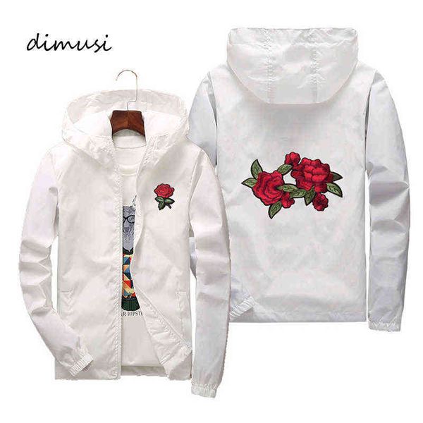 

dimusi mens bomber jackets fashion men flower embroidery sunscreen hoodies coats mens slim sportswear windbreaker jackets 7xl y1122, Black;brown
