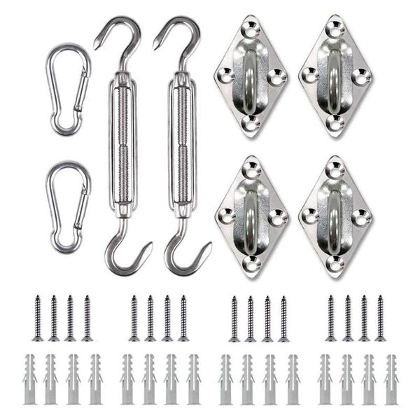 

shade 304 stainless steel 4 piece heavy duty sun sail fixing kit for garden triple-cornered and square, rectangle
