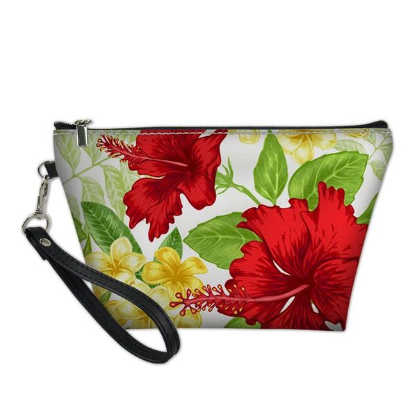 

make up bags women red flower pattern ladies casual travel handbag pu leather cosmetic bagÂ multifunction zipper pouch & cases
