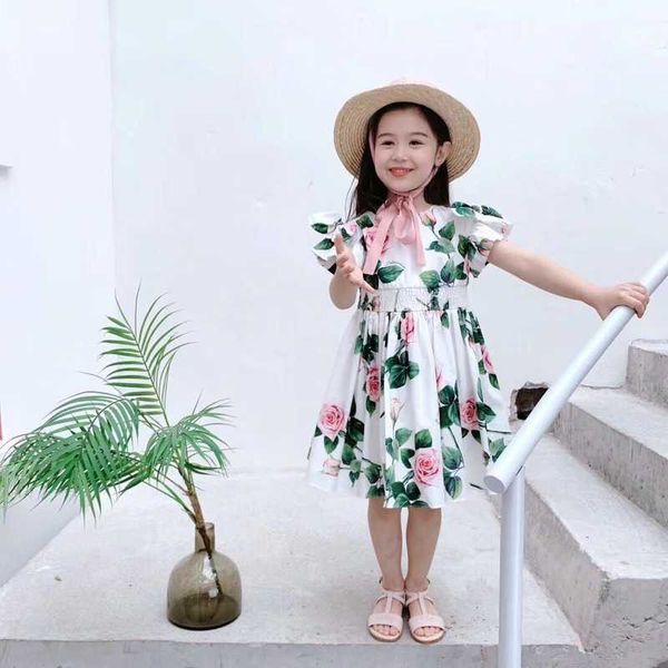 Nuova estate abbigliamento per bambini in stile coreano vestito da ragazza fiore abito in puro cotone madre-figlia abito coordinato costume da principessa Q0716