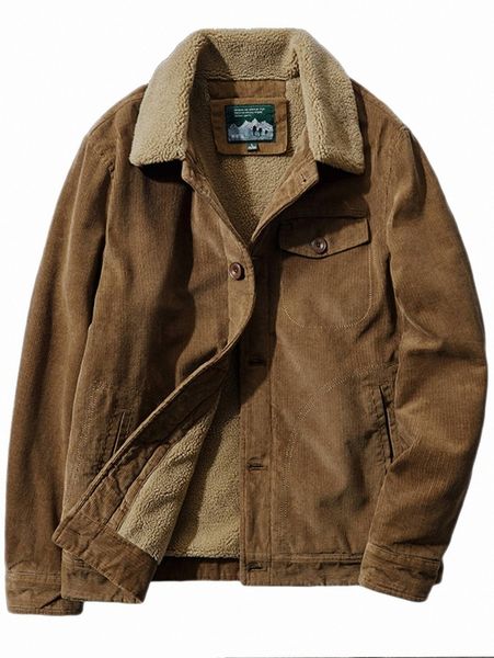 

men flap detail teddy lined corduroy jacket n2dq#, Black;brown