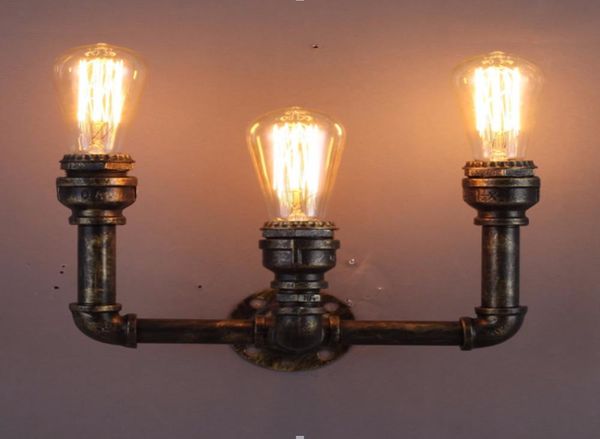 

wall lamp 3 heads american village loft industrial edison style vintage e26 e27 light retro water pipe sconce