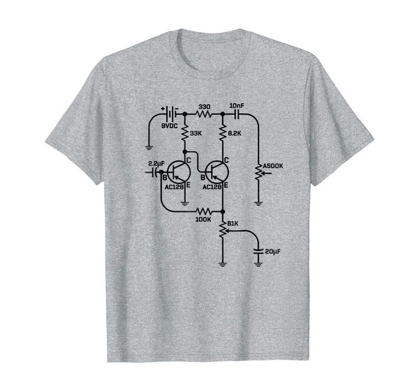 

fuzz pedal schematic circuit handwired musician gift t-shirt, White;black