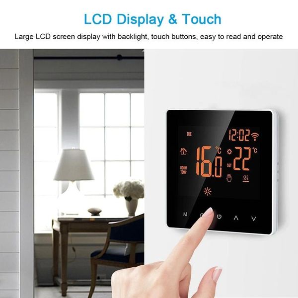 

-wi-fi smart thermostat app control lcd press screen week programmable electric floor heating for home 16a