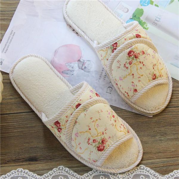 

millffy women's slippers japanese style pastoral floral home indoor summer comfort floor, Black