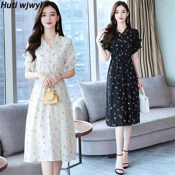 

boho print floral chiffon white beach maxi dress women vintage bodycon party vestido summer elegant black midi sundress 210528, Black;gray