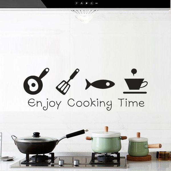 

wall stickers enjoy cooking time kitchen art decal pvc dining room background mural decals modern home decor accessories