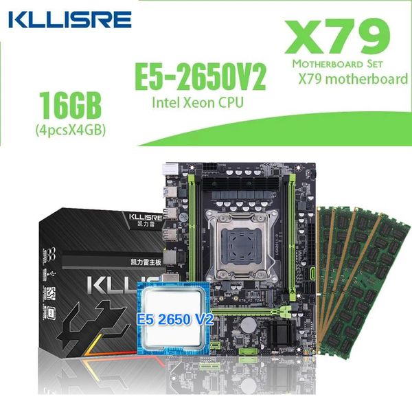 

motherboards kllisre x79 motherboard combo kit set lga 2011 e5 2650 v2 cpu 4pcs x 4gb=16gb memory ddr3 ecc ram 1333mhz