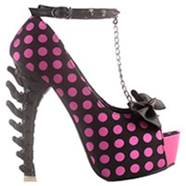 

dress shoes beige skull lf80631 rose print studs chain peeptoe bone heel pumps size 4/5/6/7/8/9/ db5f, Black