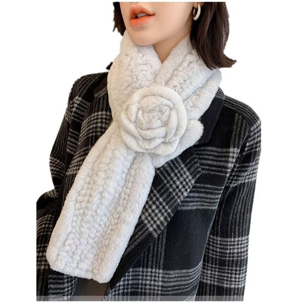 

scarves real rex fur women autumn winter thicken soft neckwarmer pink blue white wraps, Blue;gray