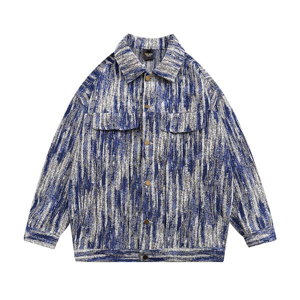 

snow washed denim et men's fashion brand 2021 spring and autumn street hip hop couple loose lapel work coat, Black;brown