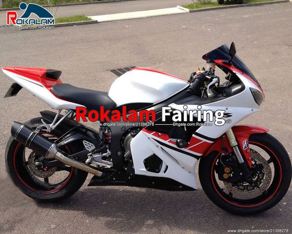 Красные белые крышки набор для Yamaha YZF-R6 05 YZFR6 YZF R6 2005 YZF600 YZF 600 2005 Настроить обтекательные обтекивания (литье под давлением)