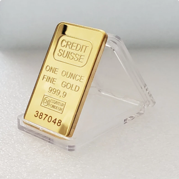 

50pcs non magnetic credit suisse ingot 1 oz gold-plated gold bar swiss souvenir coins with different serial laser numbering crafts collectib