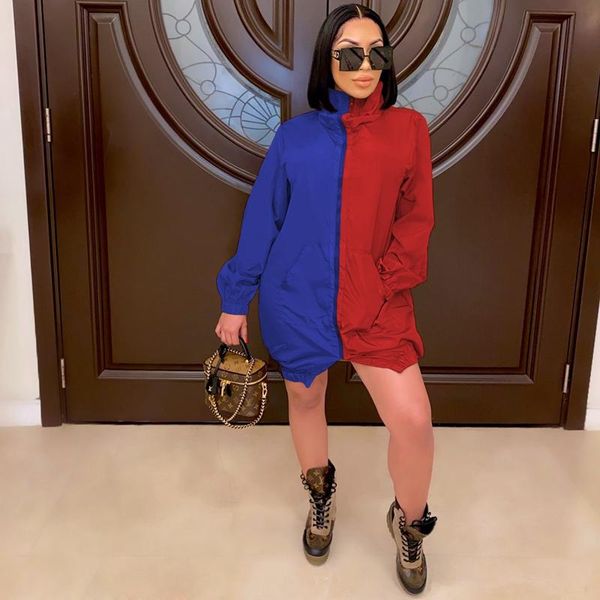 

color patchwork plus size woman dress turtleneck long sleeve loose shirt autumn streetwear ruched mini dresss with pockets casual dresses, Black;gray