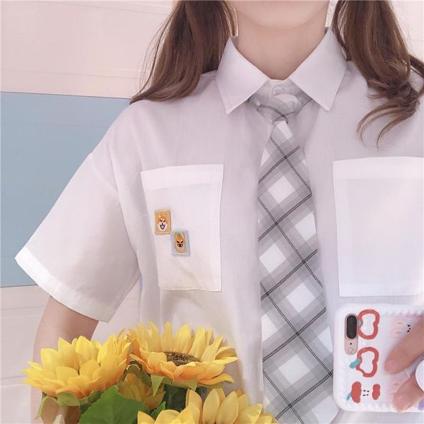 

women's blouses & shirts japanese soft sister harajuku loose short-sleeved tie blouse student girls sweet jk uniform casual white shirt