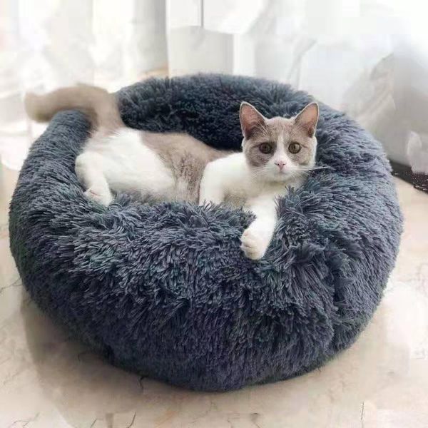 

cat beds & furniture round house soft long plush pet dog bed for dogs basket products cushion mat animals sleeping sofa