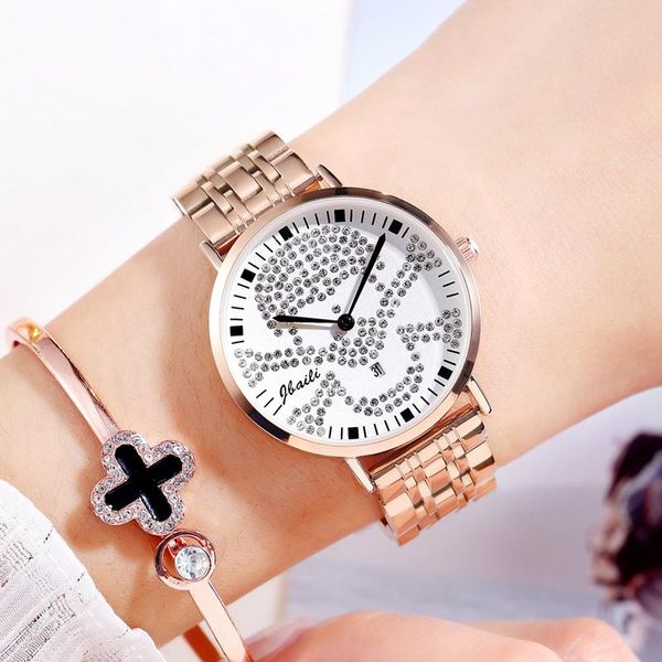 

wristwatches 2021 gold watch women watches jbaili ladies creative steel women's bracelet female waterproof clock relogio feminino, Slivery;brown