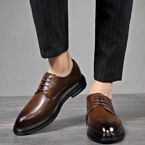 

dress shoes 2021 men leather formal wedding party for brogue men's oxfords, Black