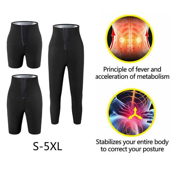 

women sauna pants thermo sweat leggings slimming body shaper tummy control fitness workout panties waist trainer slim shorts women's sh, Black;white